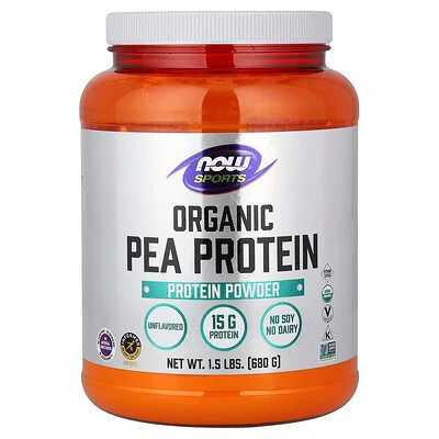 NOW Foods, Sports, Organic Pea Protein Powder, Unflavored, 1.5 lbs (680 g) | iHerb
