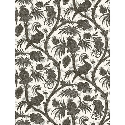 Brewster Charcoal Balinese Peacock Scalamandre Self Adhesive Wallpaper | Target