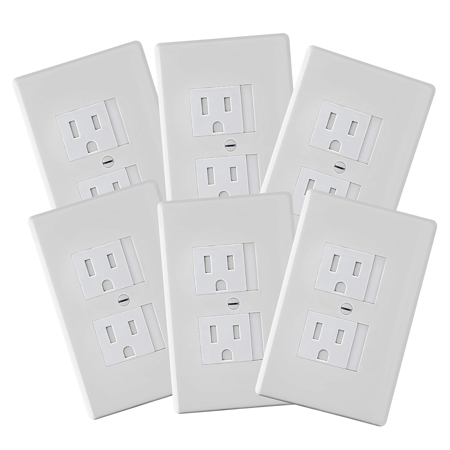 6-Pack Safety Innovations Self-Closing (1 Screw) Standard Outlet Covers - an Alternative to Wall Socket Plugs for Child Proofing Outlets, (White) | Amazon (US)