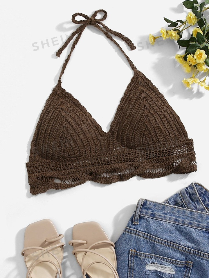 Top bikini halter de croché | SHEIN