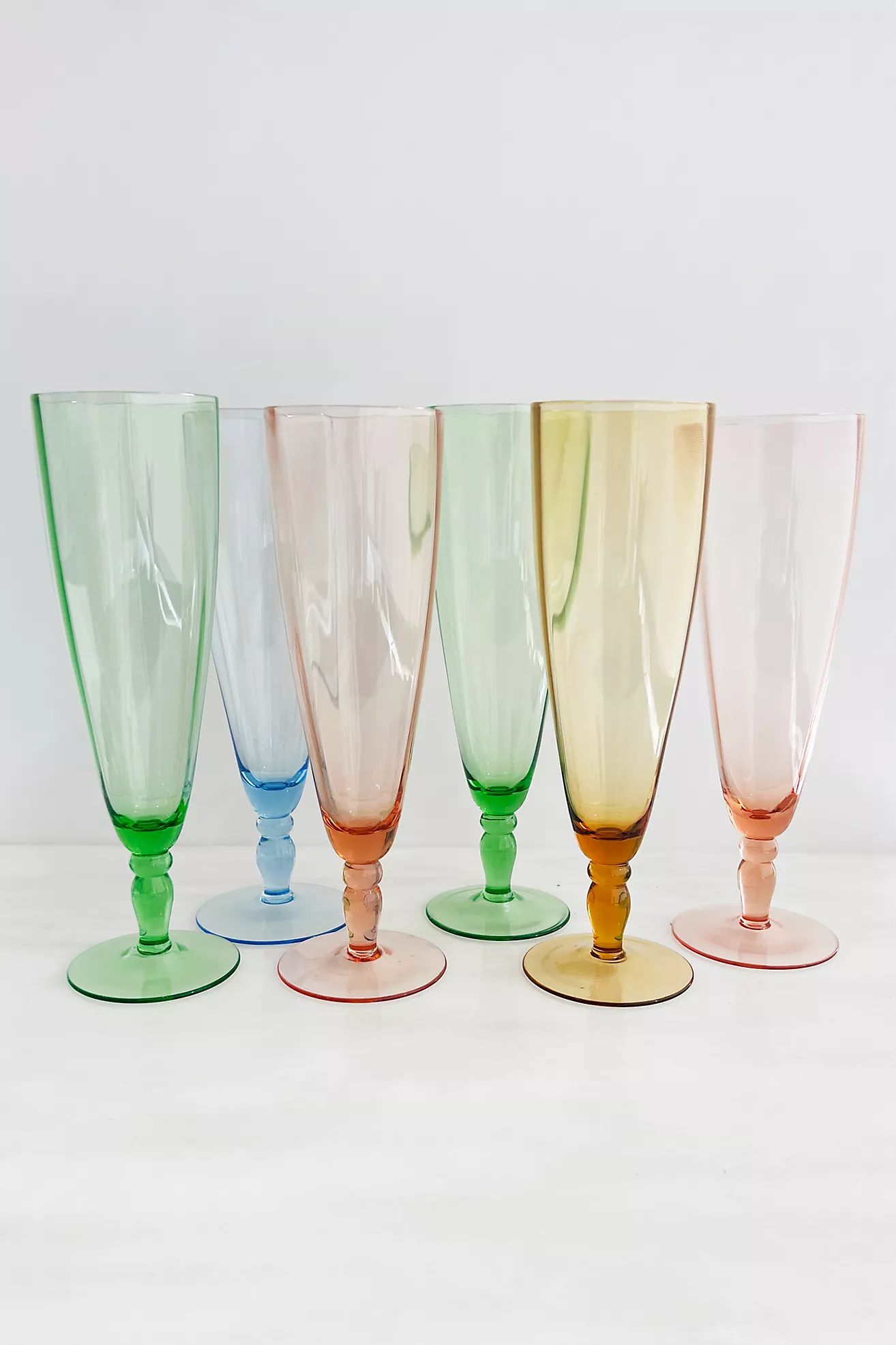 Old Flame Candle Co. Vintage MCM Colorful Art Glass Pilsners Set | Anthropologie (US)