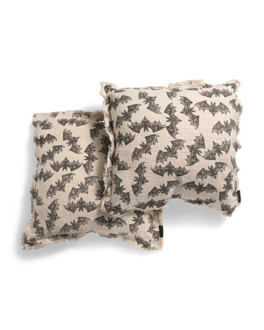 2pk 20x20in Printed Slub Bat Washed Reversible Frayed Edge Pillows | TJ Maxx