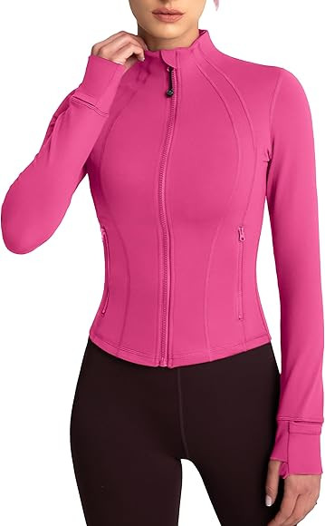 QUEENIEKE Women’s Workout Cropped Jacket Full Zip Lightweight Running Track Jackets Bbl Slim Fi... | Amazon (US)