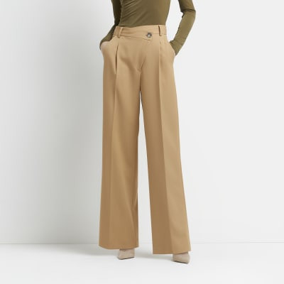 Beige Hose mit weitem Bein und Bundfalten | River Island (UK & IE)