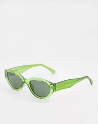 A.Kjaerbede Winnie unisex round retro sunglasses in green | ASOS (Global)