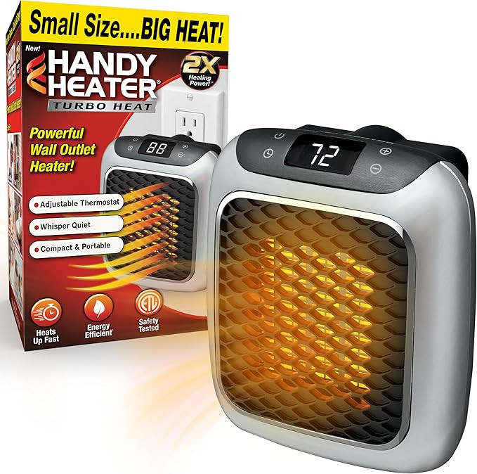 Ontel Handy Heater Turbo Wall Outlet Plug In Heater – Portable Indoor Ceramic Space Heater w/Ad... | Amazon (US)