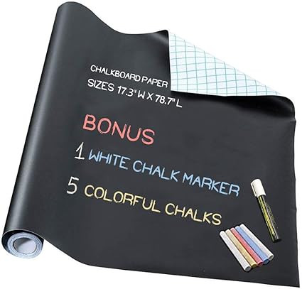 Chalkboard Paper - Blackboard Vinyl Paper Removable Bulletin Wall Sticker, Giveaway of Free: 1 Wh... | Amazon (US)
