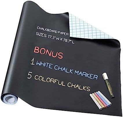 Chalkboard Paper - Blackboard Vinyl Paper Removable Bulletin Wall Sticker, Giveaway of Free: 1 Wh... | Amazon (US)