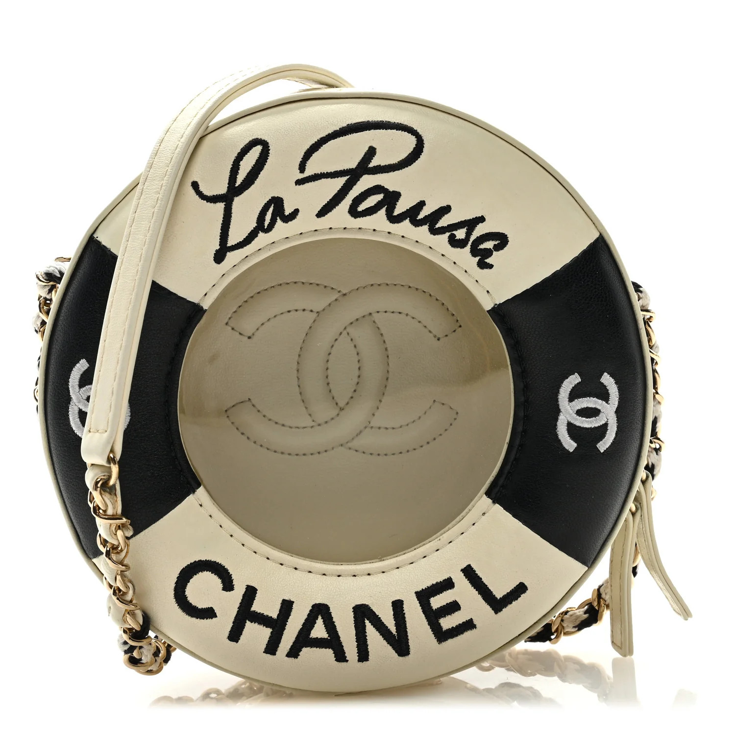 Lambskin Coco Lifesaver Round Bag Black White | FASHIONPHILE (US)