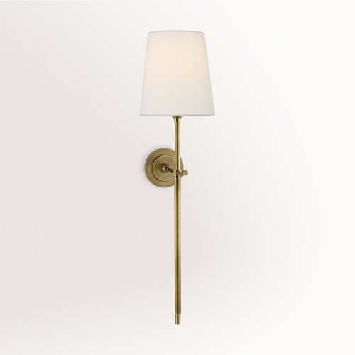 Seton Sconce, Large Tail, Hand-Rubbed Antique Brass with Linen Shade | Williams-Sonoma