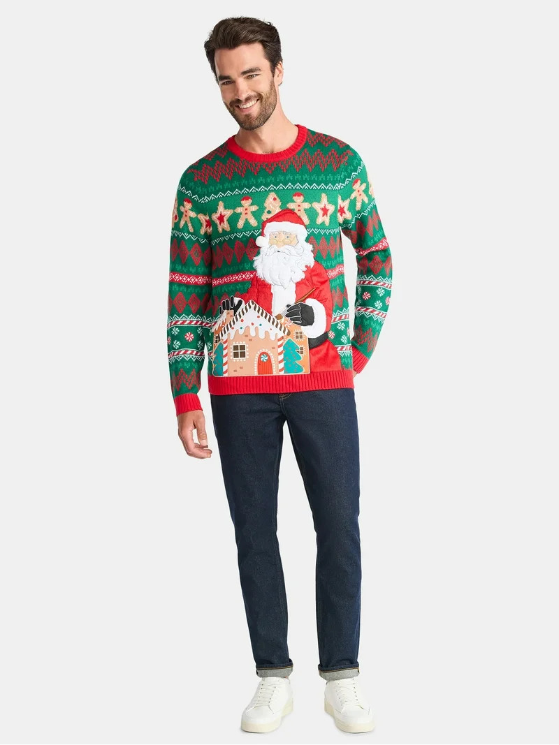 Men's Christmas Sweater Ugly Christmas Sweater with Drink Pocket from Holiday Time, Sizes XS-3XL | Walmart (US)