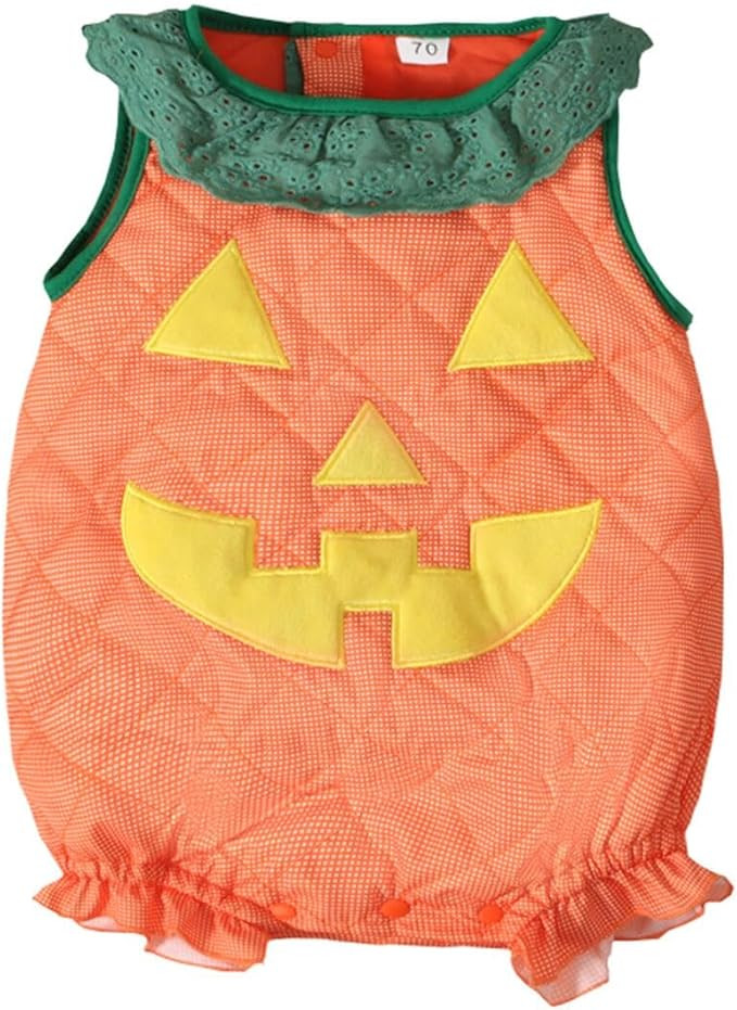 Noubeau Toddler Baby Boy Girl Halloween Clothes Pumpkin Sleeveless Romper Bodysuit One Piece Hall... | Amazon (US)