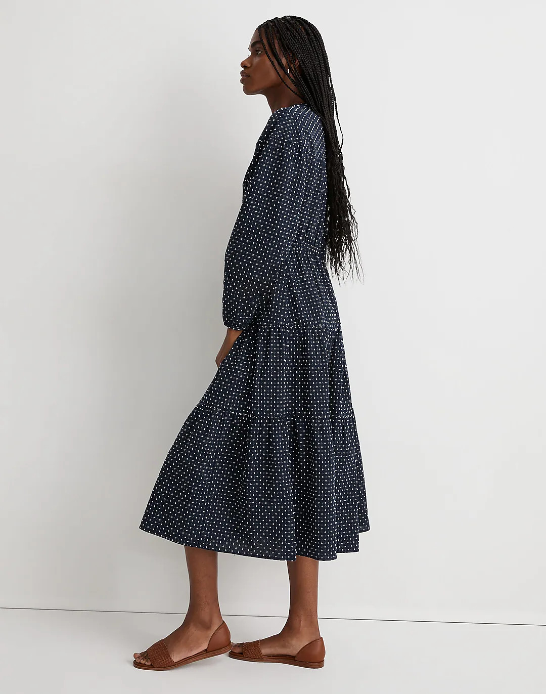 Dobby V-Neck Tiered Midi Dress | Madewell