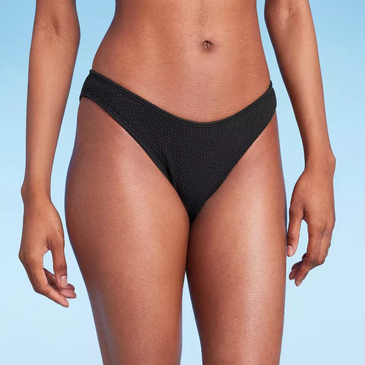 Women's Pucker Textured High Leg Cheeky Bikini Bottom - Wild Fable™ | Target