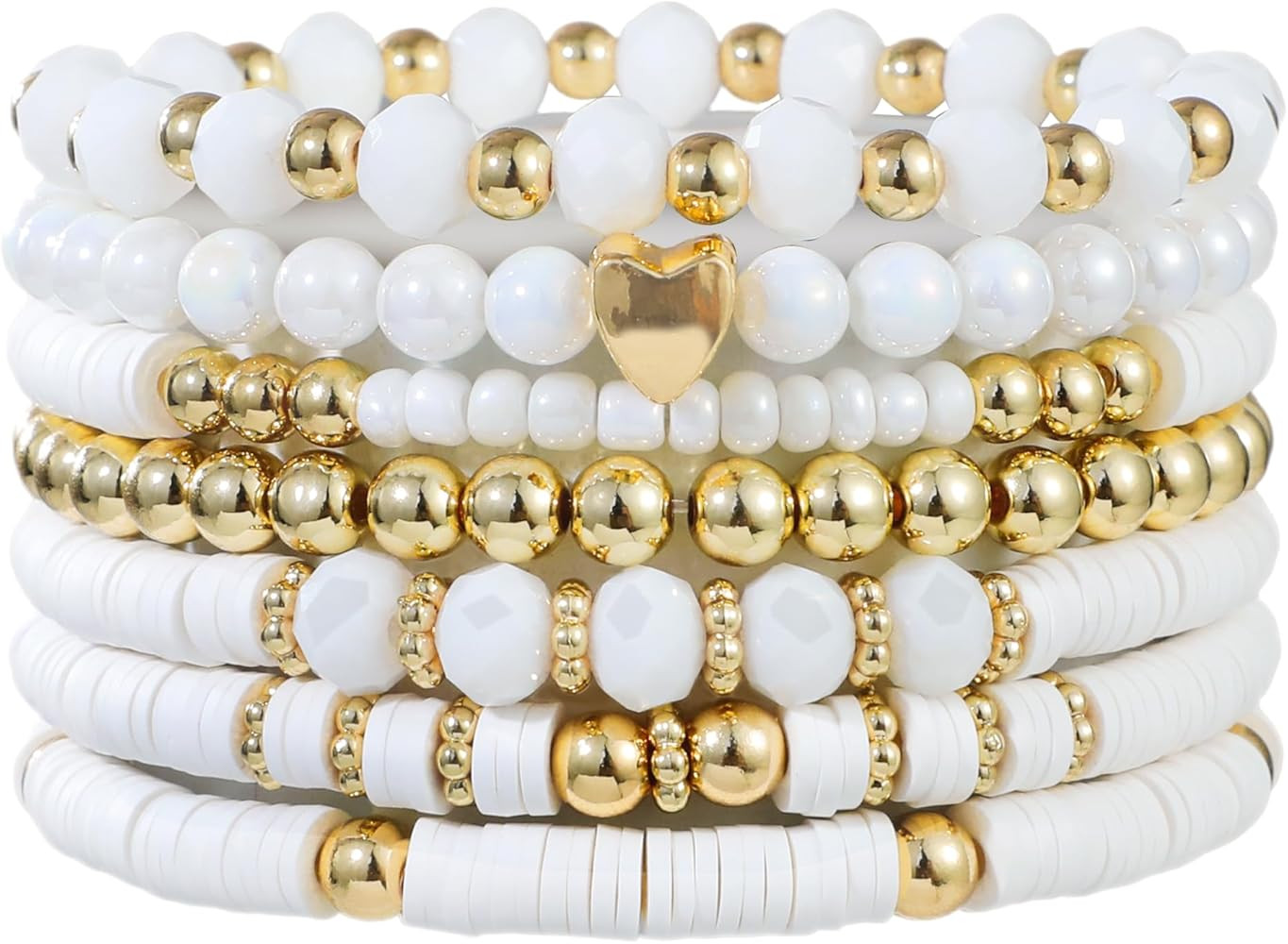 RISHEGAE Heishi Beaded Stretch Bracelets for Women Stackable Polymer Clay Beads Bracelets Friends... | Amazon (US)