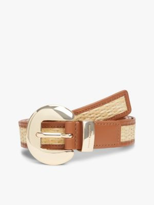 Circle Buckle Leather & Raffia Belt | Tommy Hilfiger | Tommy Hilfiger (US)