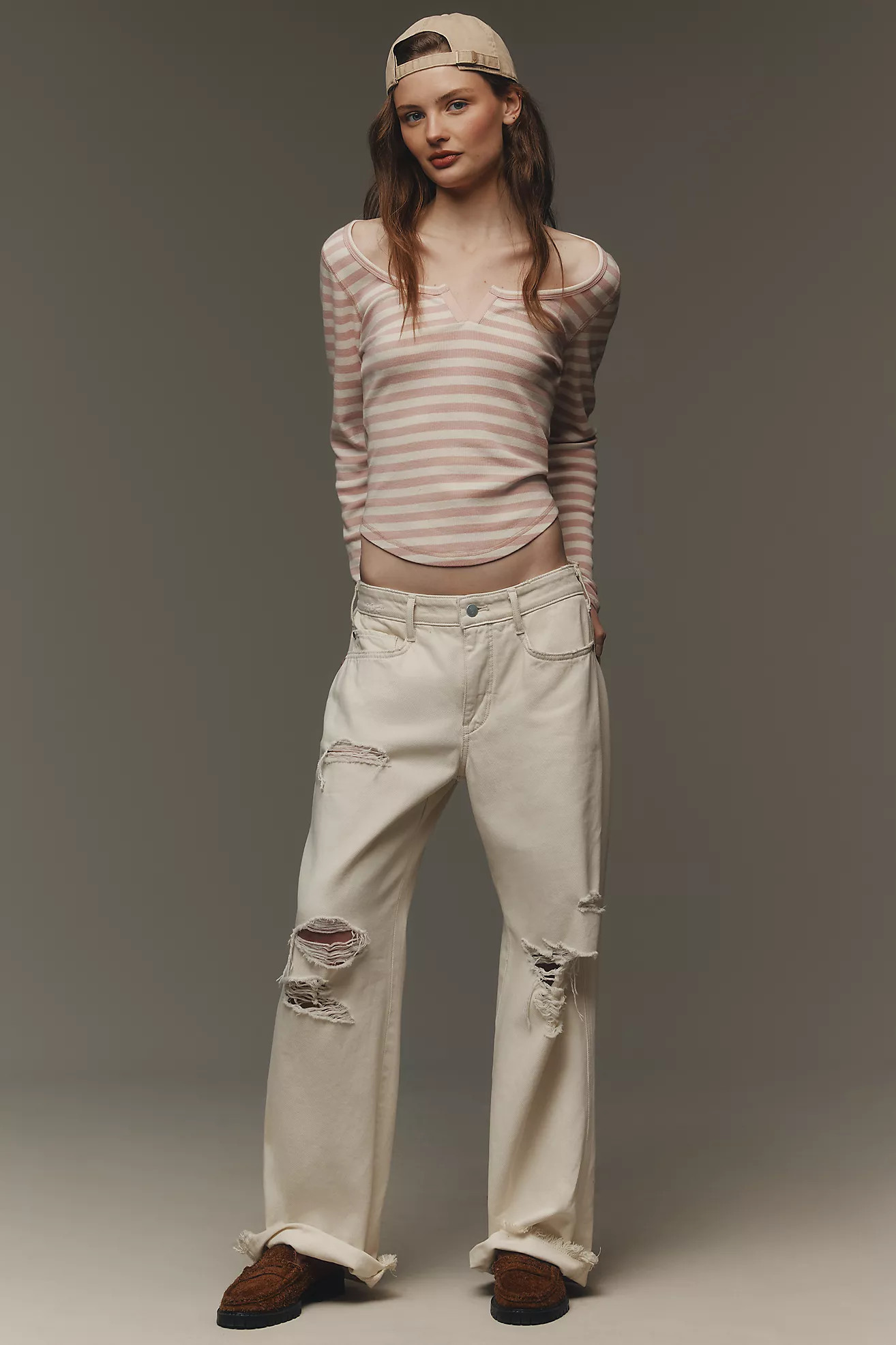 Pilcro Notched Long-Sleeve T-Shirt | Anthropologie (US)