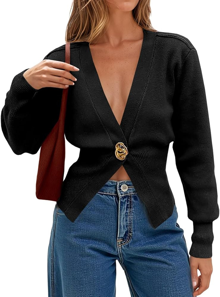 Cicy Bell Womens V Neck Knitted Cardigans Long Sleeve Button Down Sweaters Fall Casual Coats Oute... | Amazon (US)