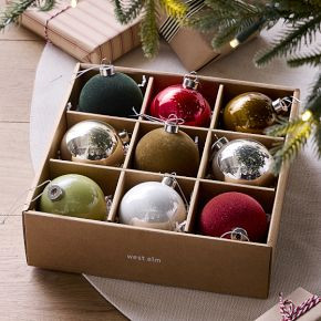 Festive Glass Ball Ornaments (Set of 9) | West Elm (US)