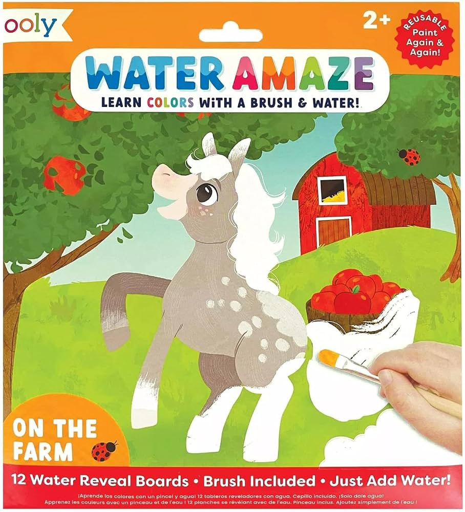 Ooly Water Amaze -Includes 12 Reveal Boards & Brush, Reusable Water Reveal Pads for Kids, Water C... | Amazon (US)