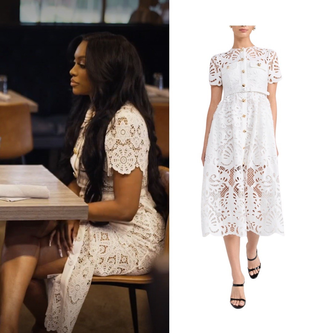 Porsha Williams White Lace Midi Dress