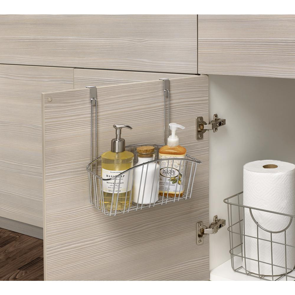 Spectrum Contempo 10.5 in. W x 6.375 in. D x 14 in. H Over the Cabinet Medium Basket in Chrome | The Home Depot