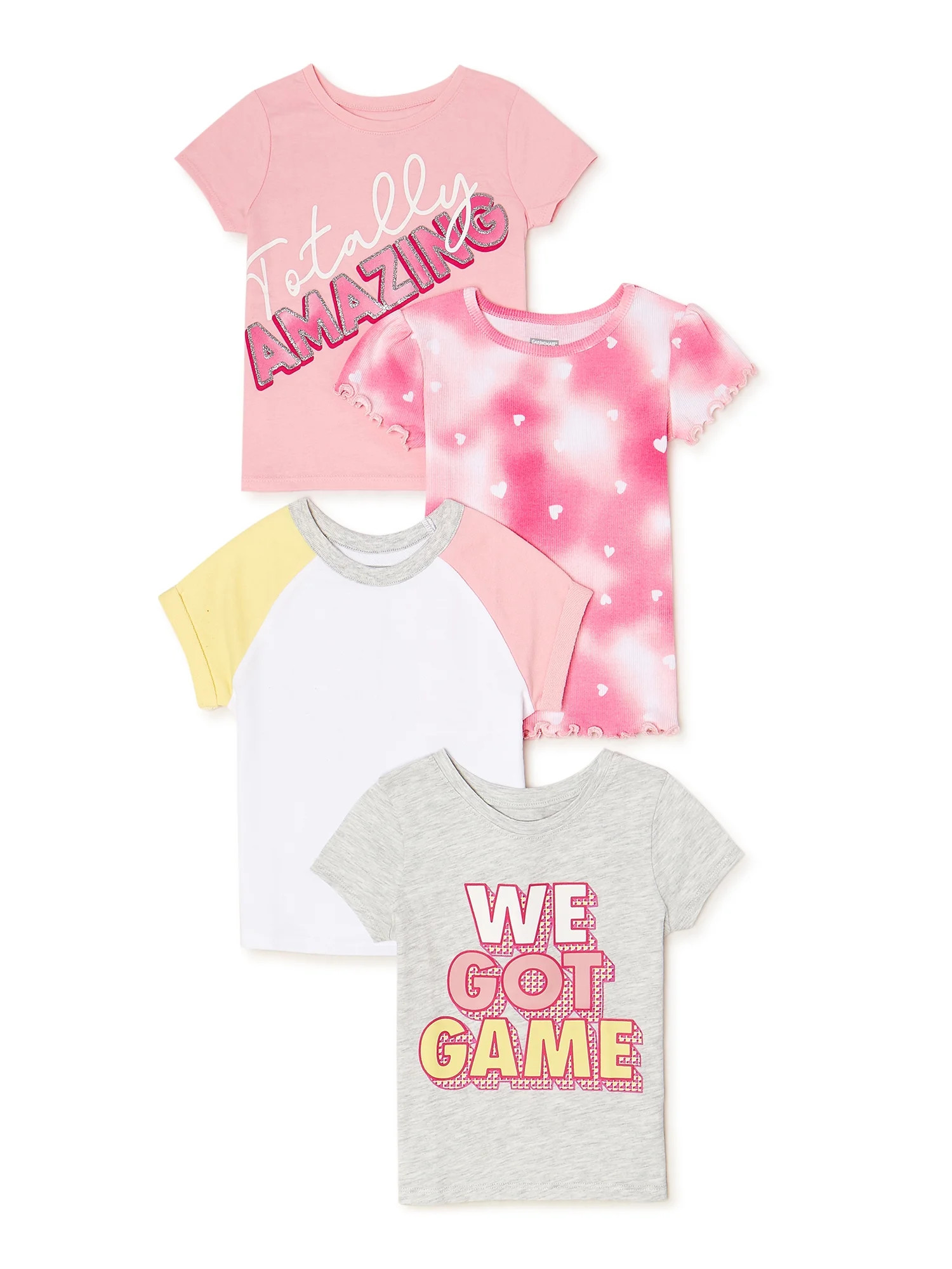 Garanimals Baby & Toddler Girls’ Raglan and Ribbed T-Shirt Multipack, 4-Pack, Sizes 12M-5T - Wa... | Walmart (US)