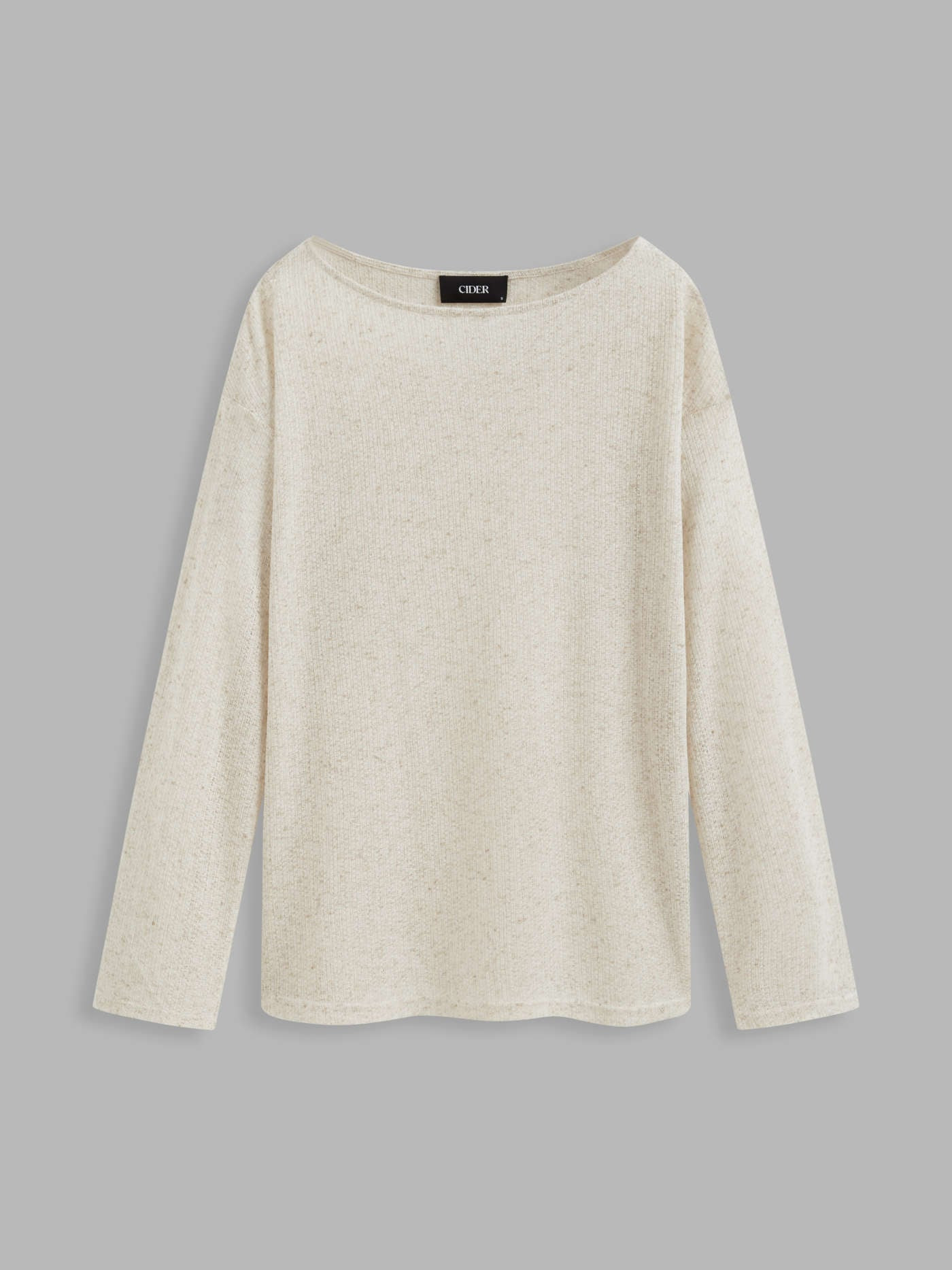 Linen-blend Boat Neck Oversized Long Sleeve Top | Cider