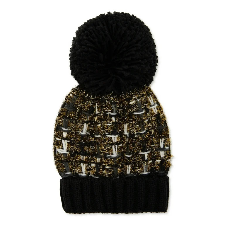 Time and Tru Women's Plaid Stitch Chunky Beanie | Walmart (US)