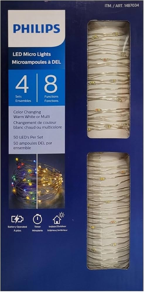 Philips Battery Operated LED Micro Lights Color Changing Warm White/Multi 4 Sets | Amazon (US)