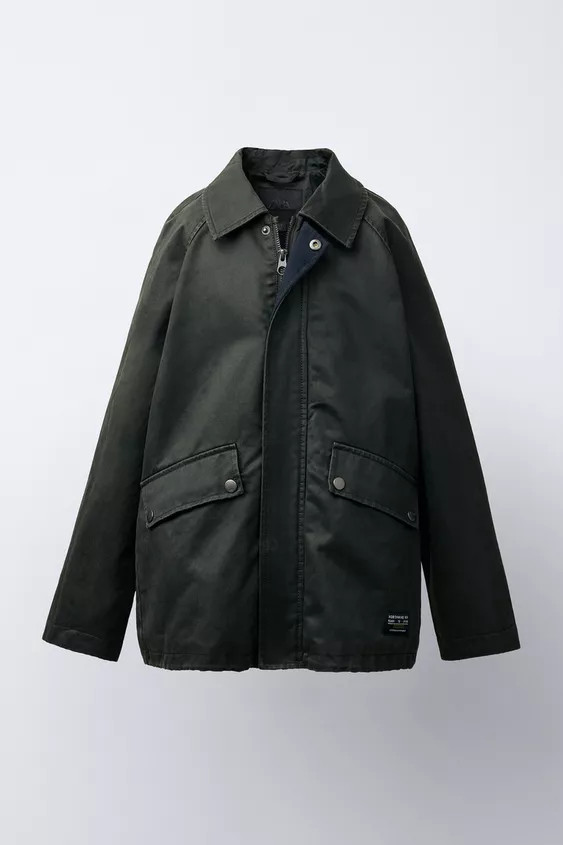 WAXED JACKET WITH LABEL | Zara US