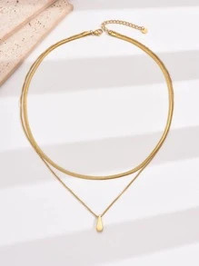 A Piece Of Stylish And Simple Stainless Steel Double-Layered Collarbone Chain Suitable For Women'... | SHEIN