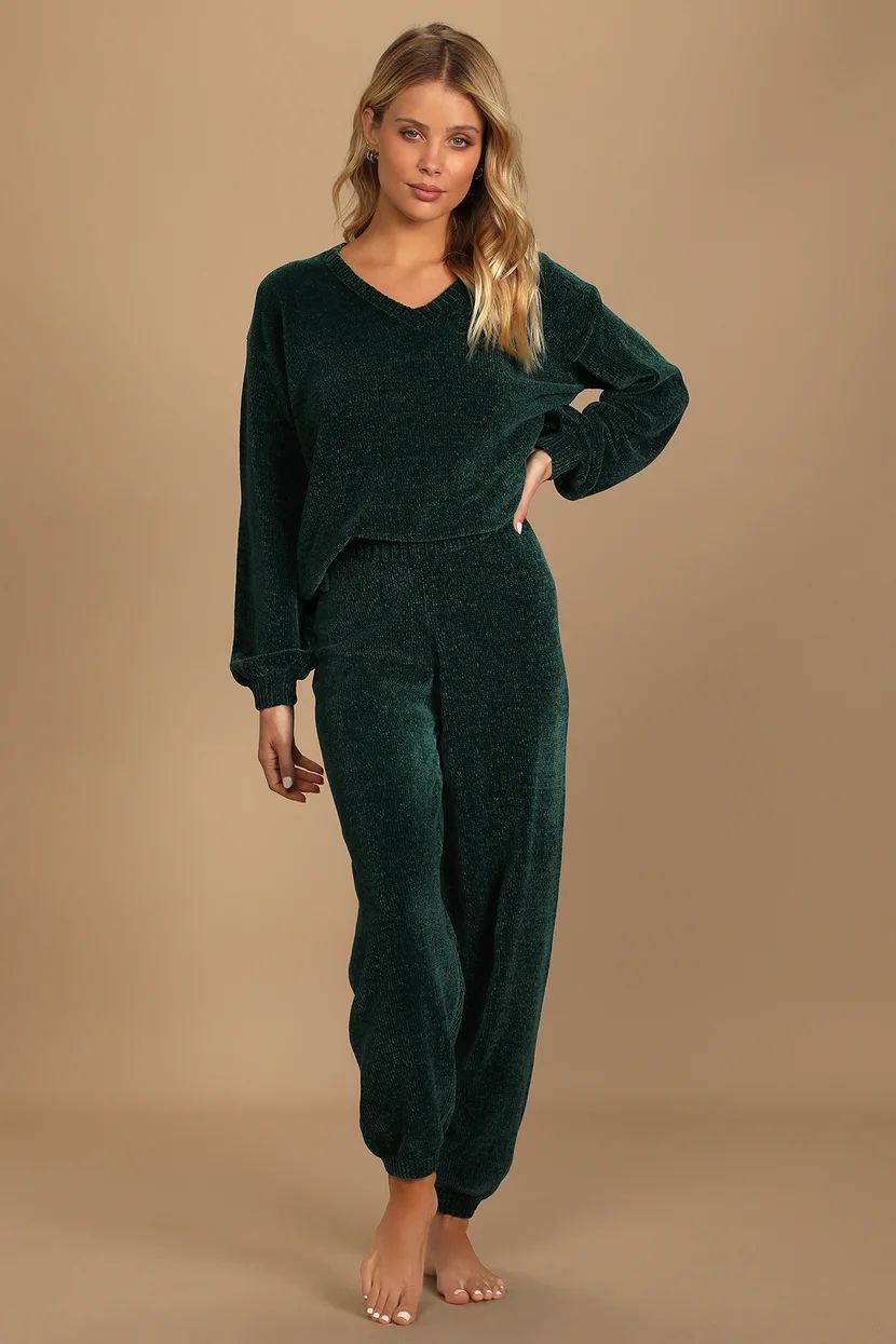 Weekend Chiller Emerald Green Chenille Knit Oversized Sweater | Lulus (US)