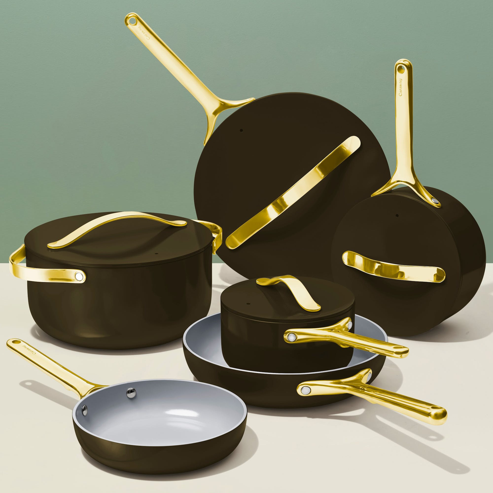 16 Piece Deluxe Cookware Set In Black | Non-Stick, Non-Toxic, PFAS-Free Ceramic Squareware | Induction-Compatible For Healthy Cooking | Caraway | Caraway