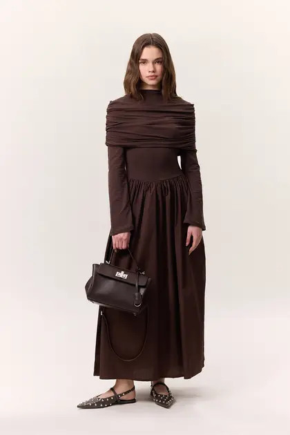 Manuka Braunes langes Kleid mit weitem Etelik- Trendyol | Trendyol DE