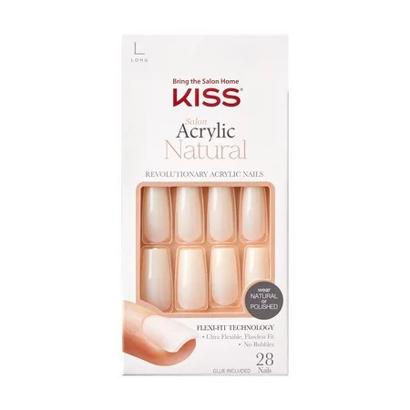 KISS Salon Acrylic Natural Fake Nails ‘Bareskinned’ 28 Count | Walmart (US)