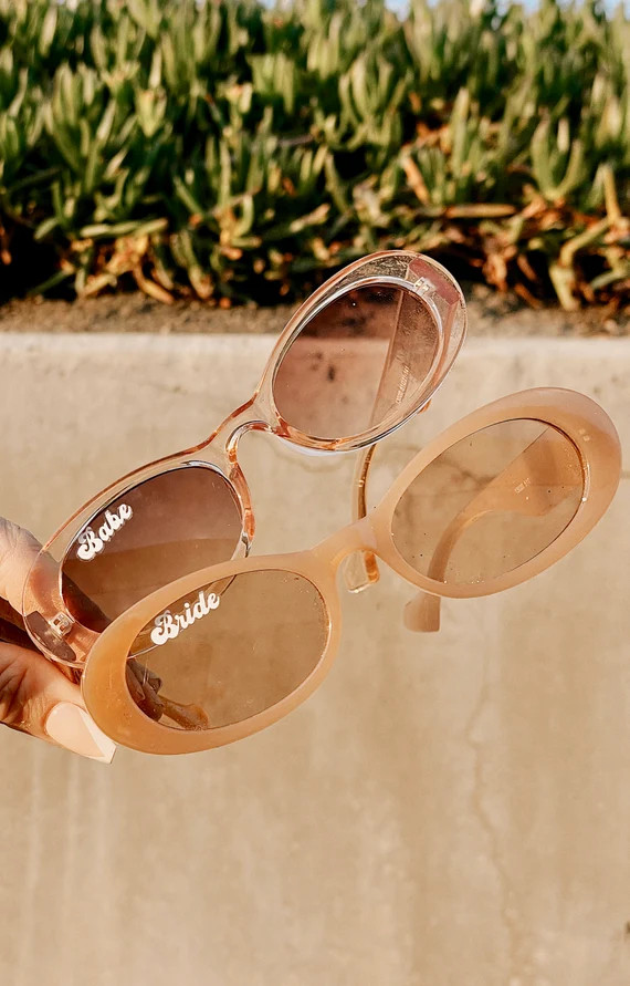 Retro Oval Shape Vintage Style Bachelorette Party Sunglasses - Etsy | Etsy (US)