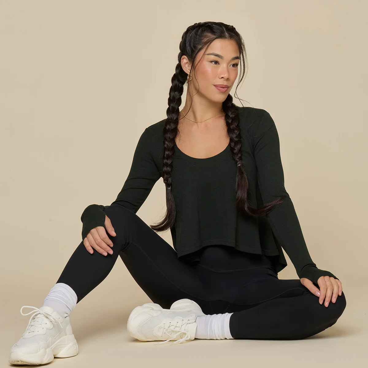 Go With The Flow Long Sleeve Top - Deep Forest | POPFLEX