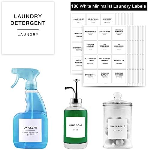 180 Minimalist Laundry Labels for Jars, Laundry Stickers for Containers, Cleaning for Laundry Roo... | Amazon (US)