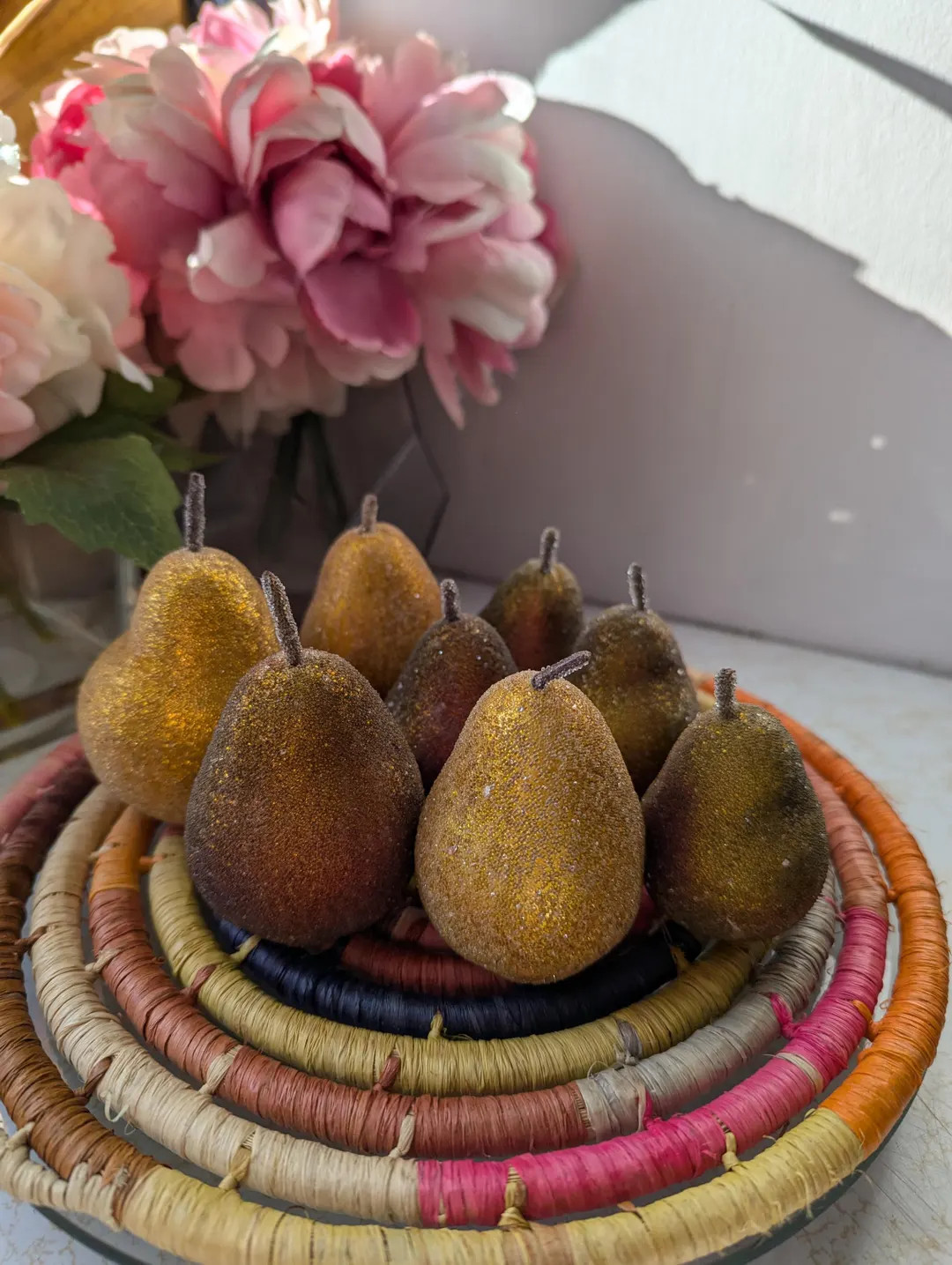 Vintage Sugared Beaded Faux Fake Fruit Pears Gold Yellow Set of 8 Different Sizes - Etsy | Etsy (US)