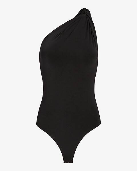Body Contour Silky Twisted One Shoulder Thong Bodysuit | Express