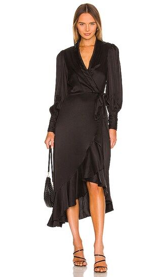 Silk Wrap Midi Dress in Black | Revolve Clothing (Global)