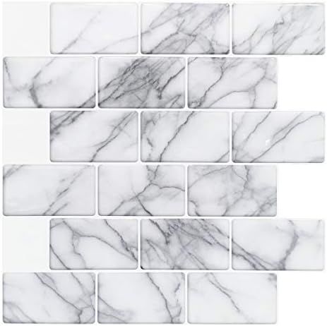 Art3d 10-Sheet Peel and Stick Backsplash Tile for Kitchen (12"x12", Grey Marble) | Amazon (US)