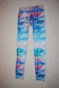 Jr Womens Leggings MOUNTAINS CLOUDS Abstract BLUE PINK TEAL Seamless XS S M L XL | eBay | eBay US
