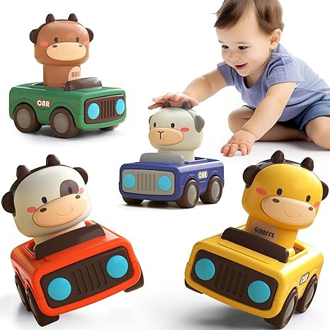 iPlay, iLearn Press to Go Car Toys for Toddlers 1-3, Baby Animal Racing Cars, Infant Play Vehicle... | Amazon (US)