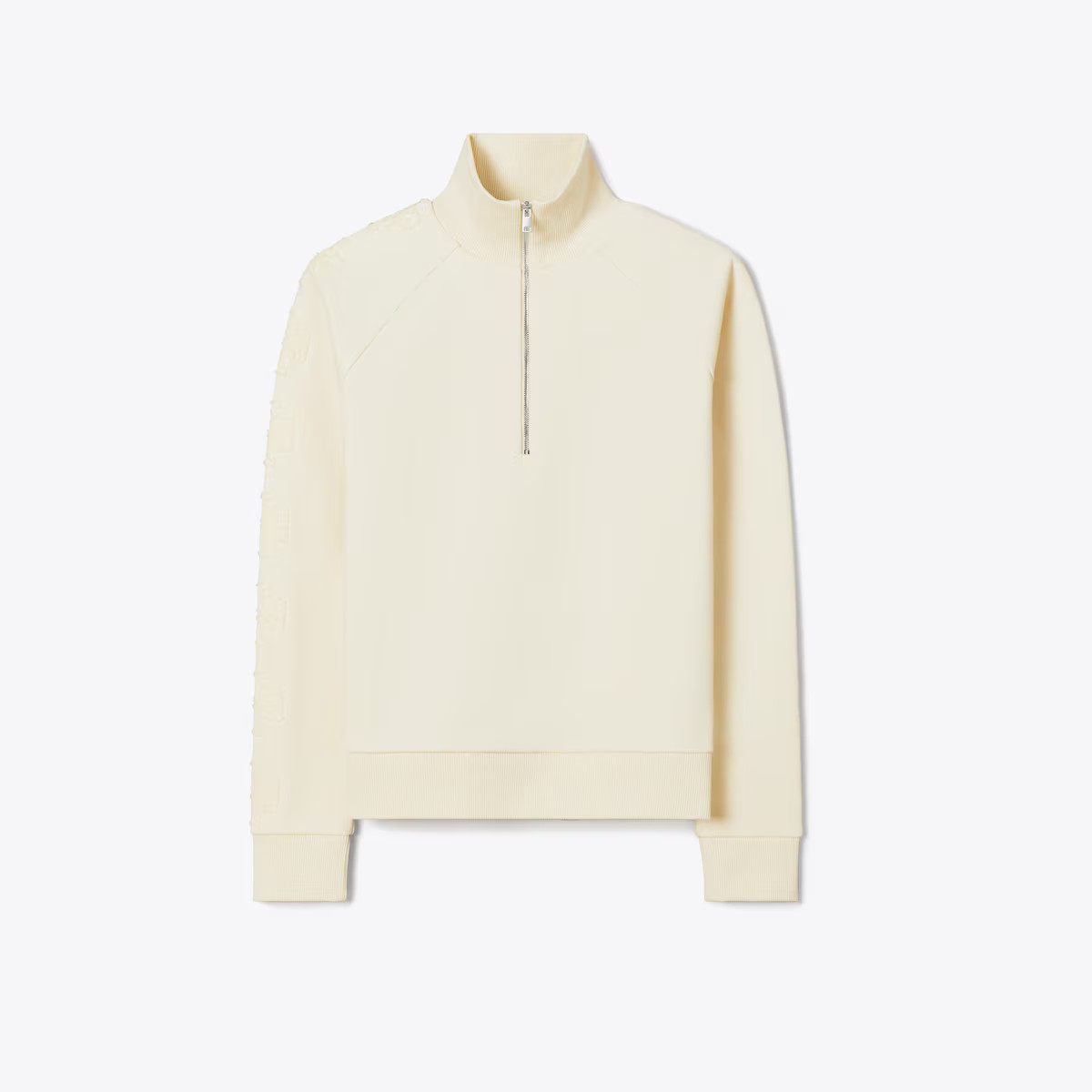 French Terry Logo Sleeve Half-Zip Sweatshirt: Women's Designer Sweaters | Tory Burch | Tory Burch (US)