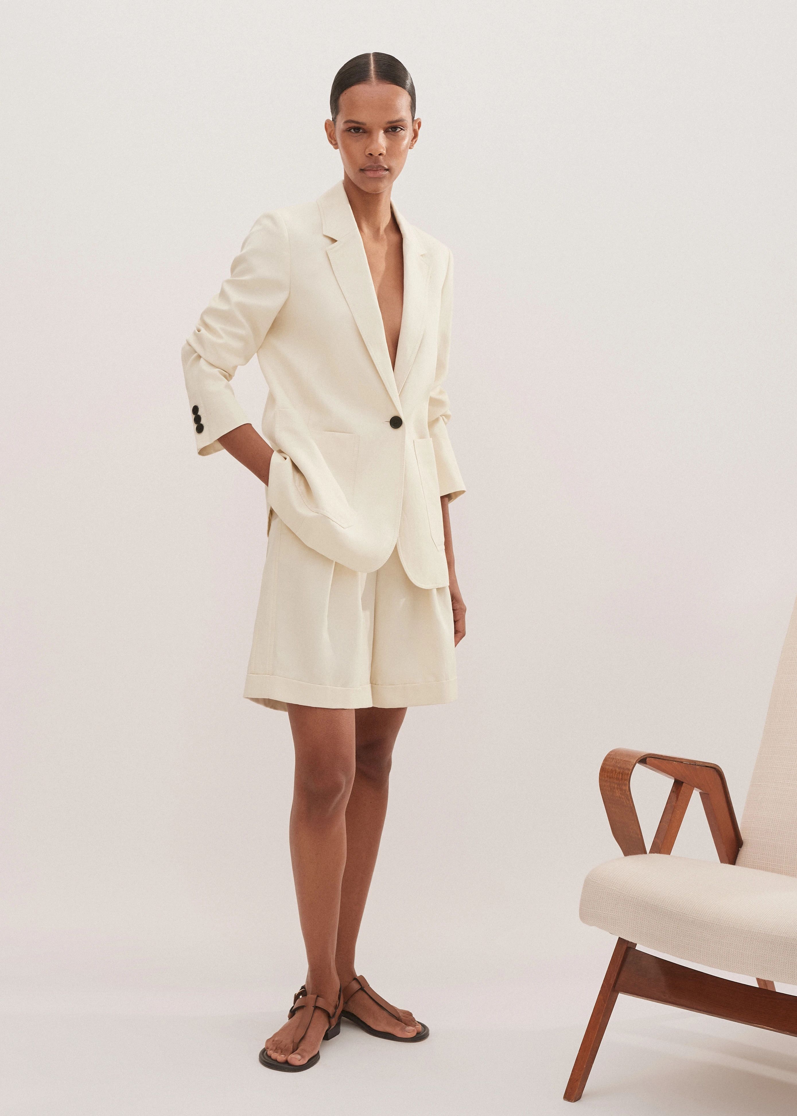 Linen-Blend Blazer + Bermuda Short Suit  | ME+EM | ME+EM US