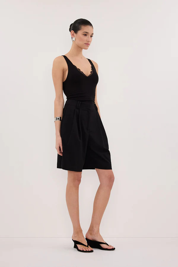 REBECCA BLACK LACE TRIM KNIT TANK | DISSH