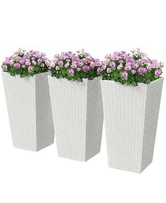 Outsunny Set of 3 Tall Planters, Indoor and Outdoor Flower Pot Set - Macy's | Macy's