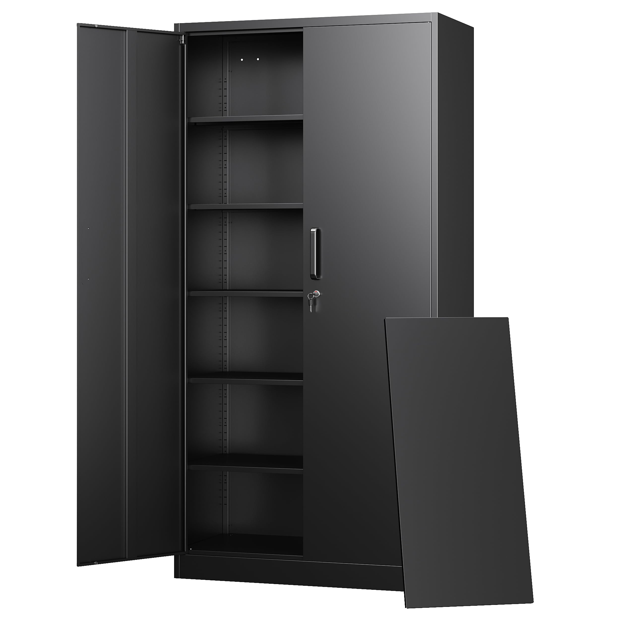 Letaya Metal Storage Cabinets with Lock Doors,Tall Locker Organizer Steel Garage Cabinets, 5 Adju... | Amazon (US)